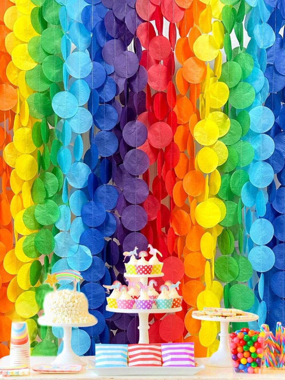 205Ft Rainbow Party Decorations Big Polka Dots Tissue Paper Backdrop Streamer Co